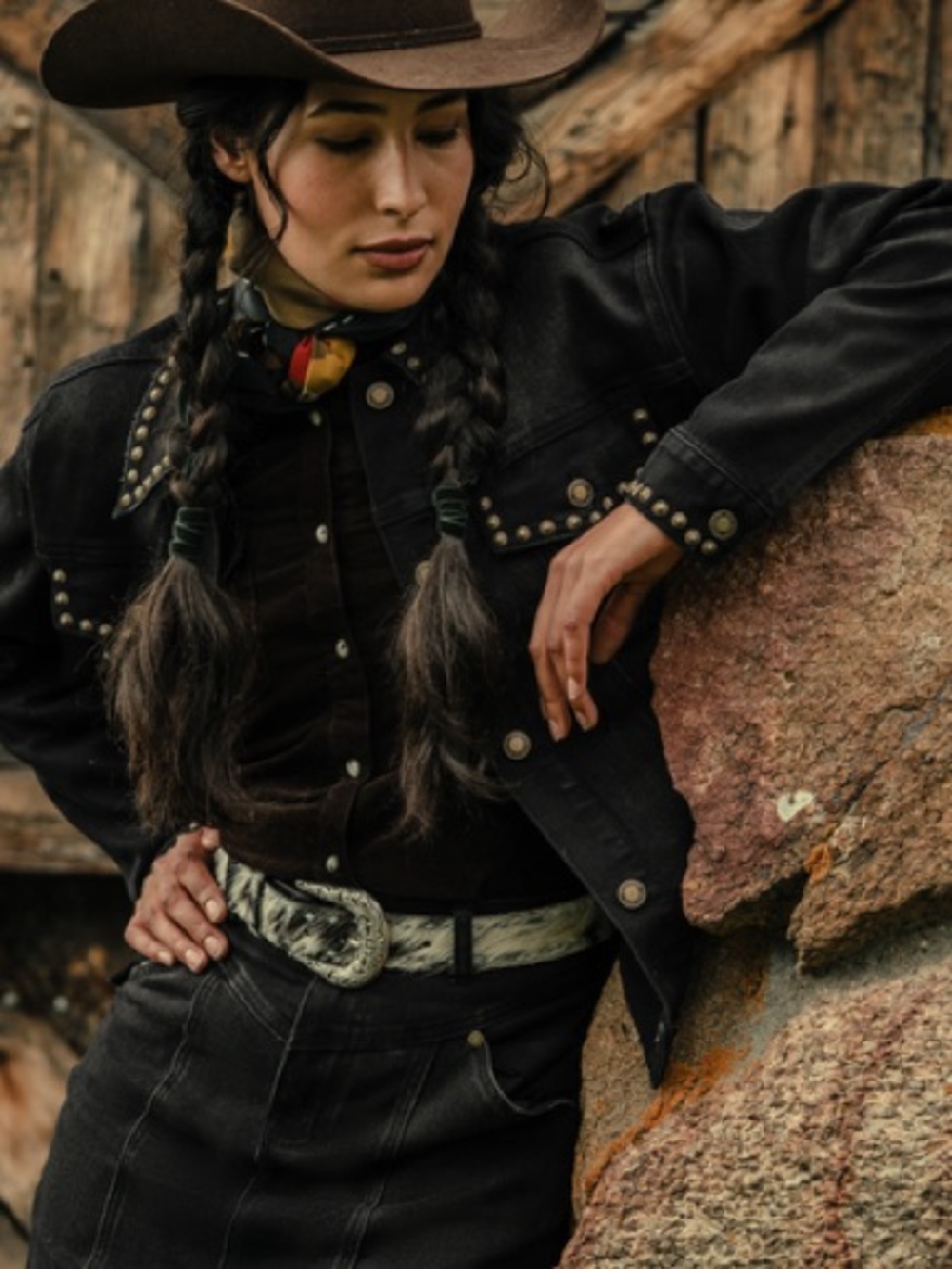 Stetson black denim studded jacket
